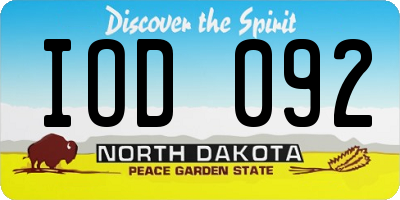 ND license plate IOD092