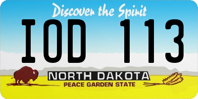ND license plate IOD113