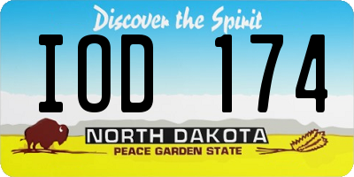 ND license plate IOD174