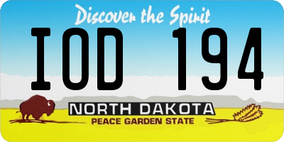 ND license plate IOD194