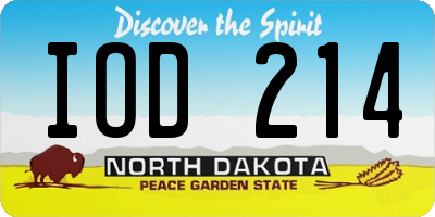 ND license plate IOD214