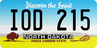 ND license plate IOD215