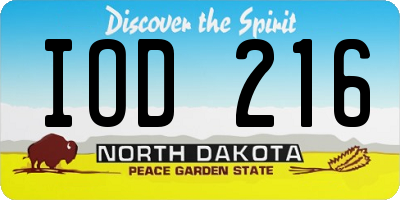 ND license plate IOD216