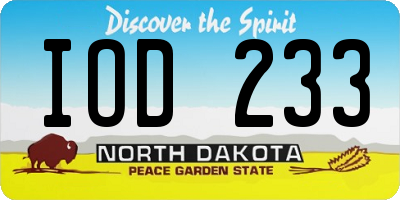 ND license plate IOD233