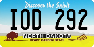 ND license plate IOD292