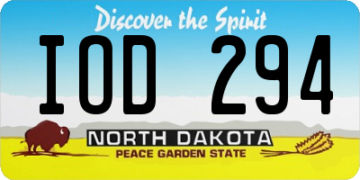 ND license plate IOD294