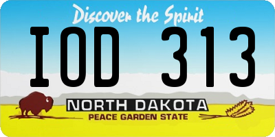 ND license plate IOD313