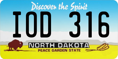 ND license plate IOD316