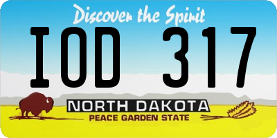 ND license plate IOD317