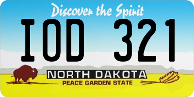 ND license plate IOD321