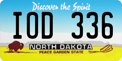 ND license plate IOD336
