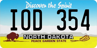 ND license plate IOD354