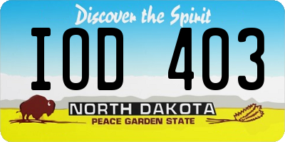ND license plate IOD403