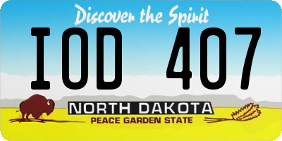 ND license plate IOD407