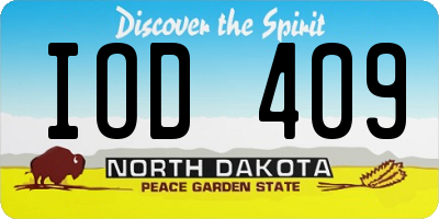 ND license plate IOD409
