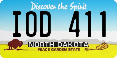 ND license plate IOD411