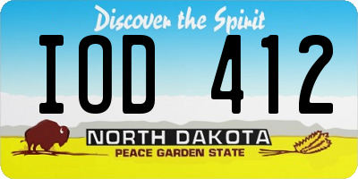 ND license plate IOD412