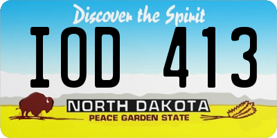 ND license plate IOD413