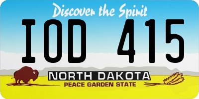 ND license plate IOD415