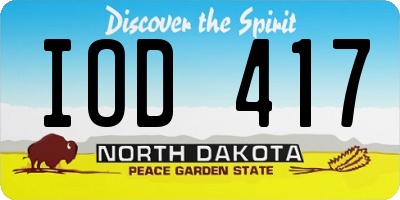 ND license plate IOD417