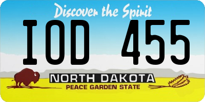 ND license plate IOD455