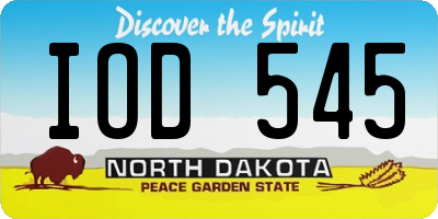 ND license plate IOD545