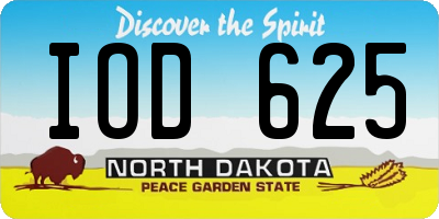 ND license plate IOD625