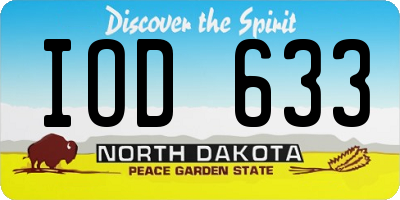 ND license plate IOD633