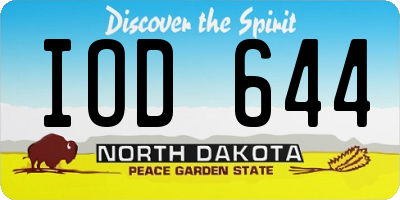 ND license plate IOD644