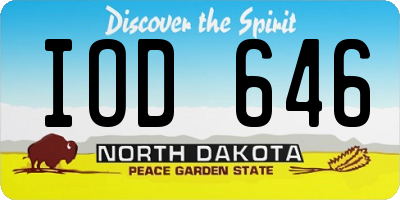 ND license plate IOD646