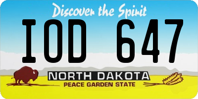 ND license plate IOD647