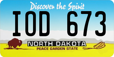 ND license plate IOD673
