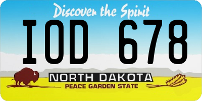 ND license plate IOD678