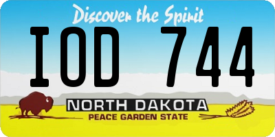 ND license plate IOD744