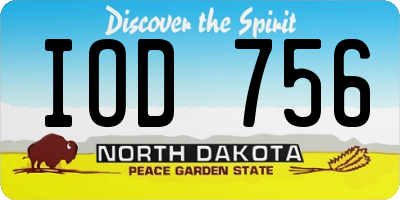 ND license plate IOD756
