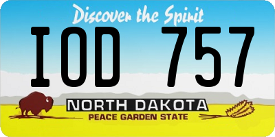 ND license plate IOD757