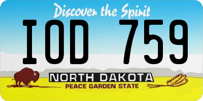 ND license plate IOD759