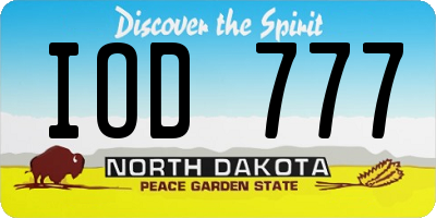 ND license plate IOD777