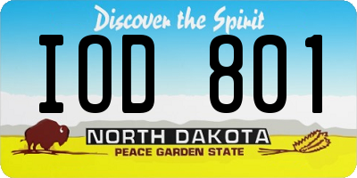 ND license plate IOD801