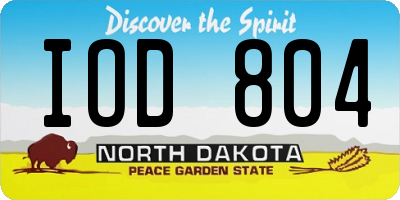 ND license plate IOD804