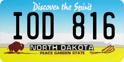 ND license plate IOD816