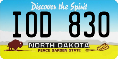 ND license plate IOD830
