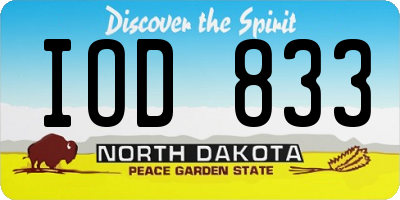ND license plate IOD833
