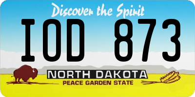ND license plate IOD873