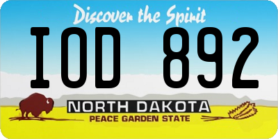 ND license plate IOD892