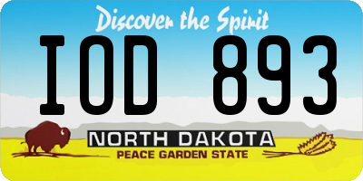 ND license plate IOD893