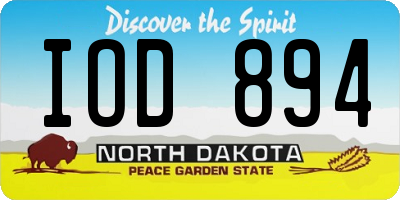 ND license plate IOD894