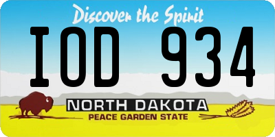 ND license plate IOD934