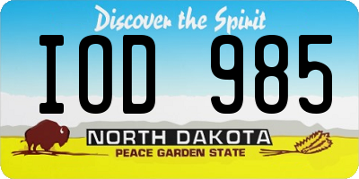 ND license plate IOD985
