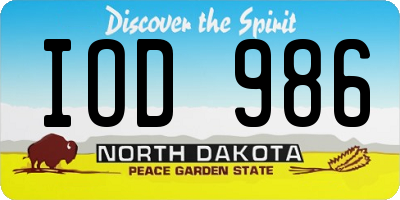 ND license plate IOD986